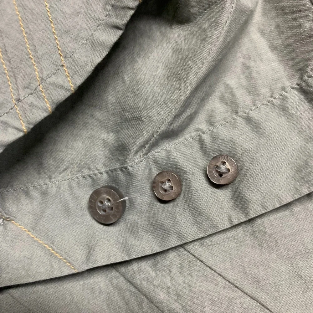 AX Armani Exchange Mens M Button Down‎ Shirt Gray Embroidered AOP Needs Button - Picture 5 of 11
